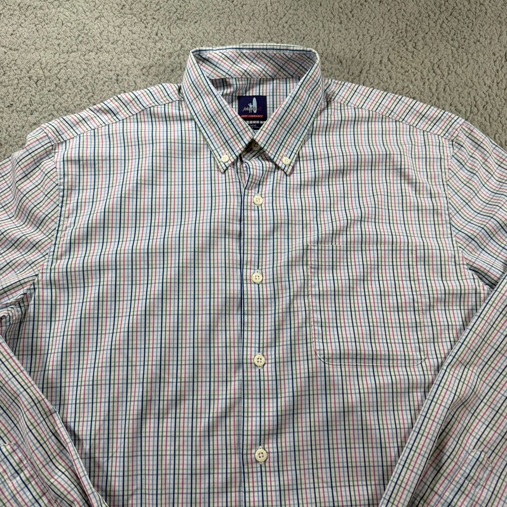 Johnnie-O Prep-Formance Mens Large Highlighter Tattersall Button Down JMWL4130